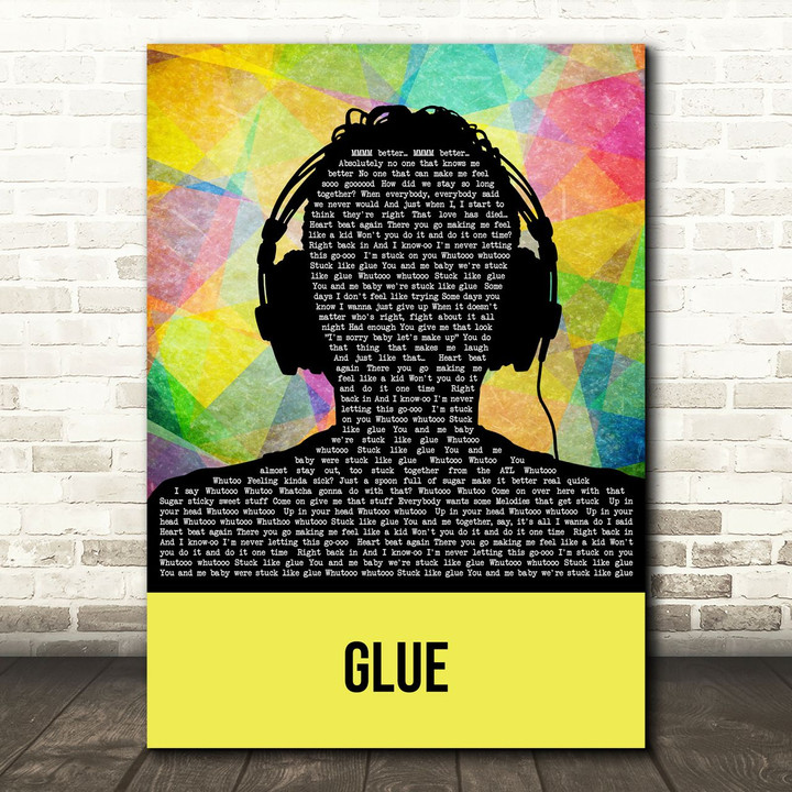 Bicep Glue Multicolour Man Headphones Song Lyric Art Print