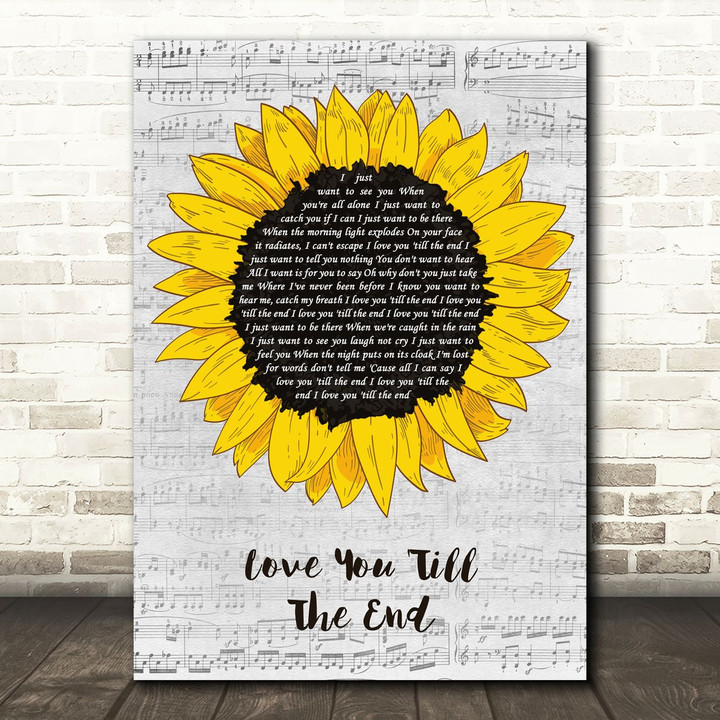 The Pogues Love You 'Till The End Grey Script Sunflower Song Lyric Art Print