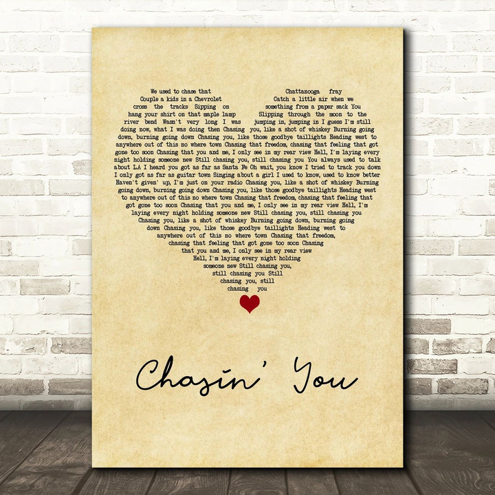Morgan Wallen Chasin' You Vintage Heart Song Lyric Art Print