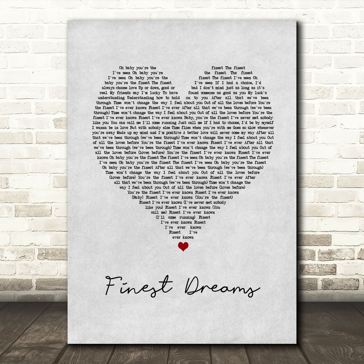 Kalis Finest Dreams Grey Heart Song Lyric Art Print