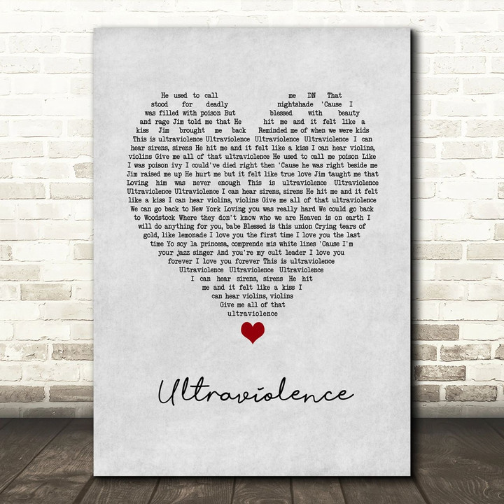 Lana Del Rey Ultraviolence Grey Heart Song Lyric Art Print