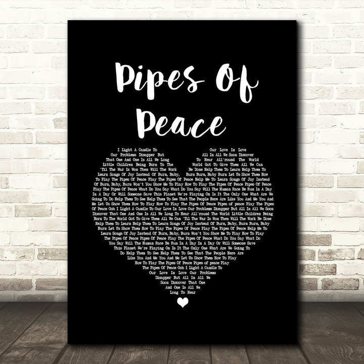 Paul McCartney Pipes Of Peace Black Heart Song Lyric Art Print