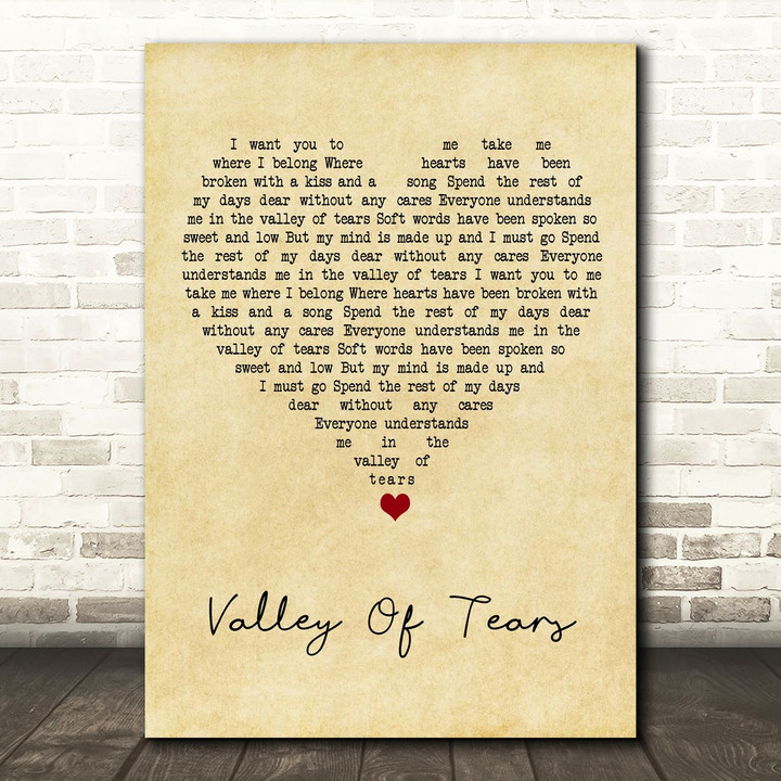 Buddy Holly Valley Of Tears Vintage Heart Song Lyric Art Print
