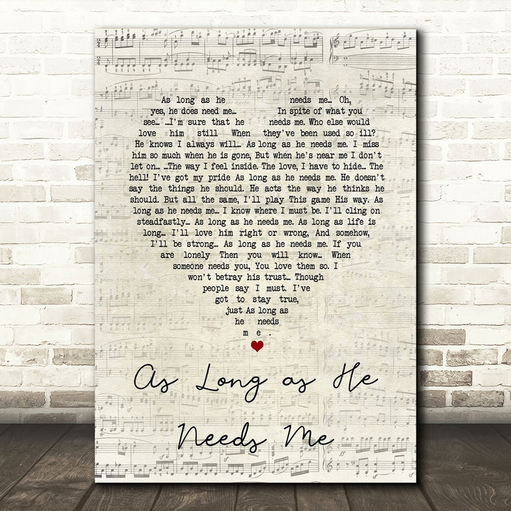 Jodie Prenger As Long as He Needs Me Script Heart Song Lyric Art Print