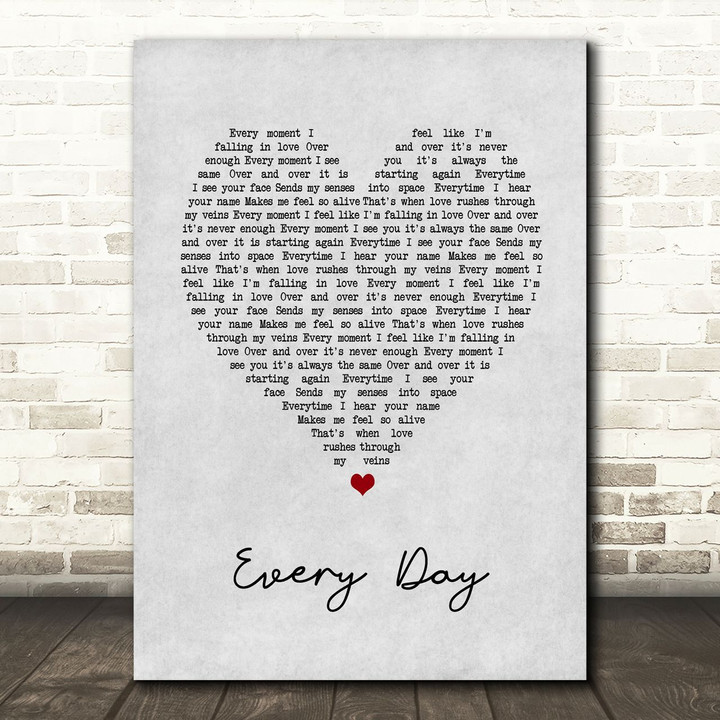 Agnelli & Nelson Every Day Grey Heart Song Lyric Art Print
