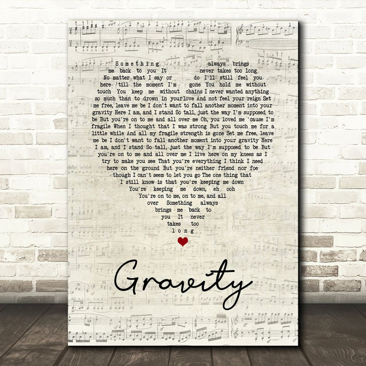 Sara Bareilles Gravity Script Heart Song Lyric Art Print