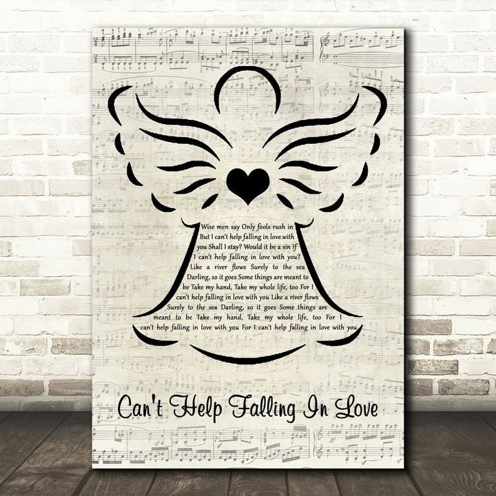 Elvis Presley Can't Help Falling In Love Music Script Angel Song Lyric Art Print