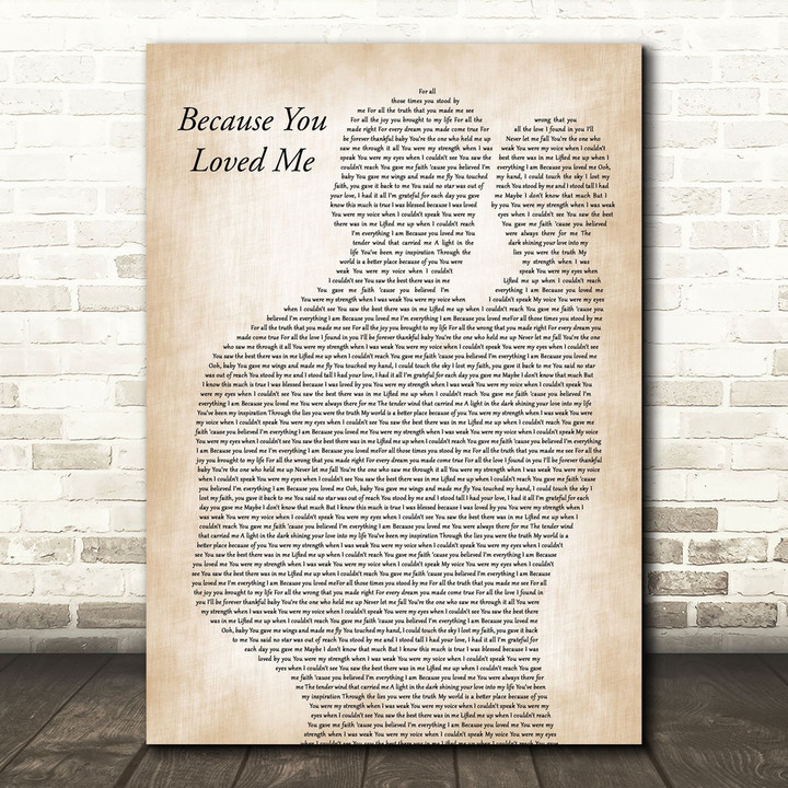 Celine Dion Because You Loved Me Father & Baby Song Lyric Art Print