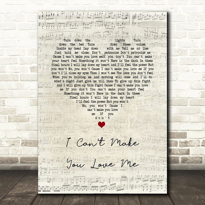 Josh Groban I Can't Make You Love Me Script Heart Song Lyric Art Print