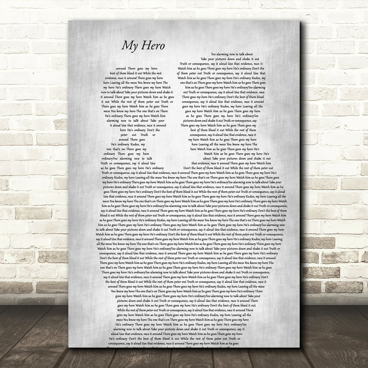Foo Fighters My Hero Father & Child Grey Song Lyric Art Print