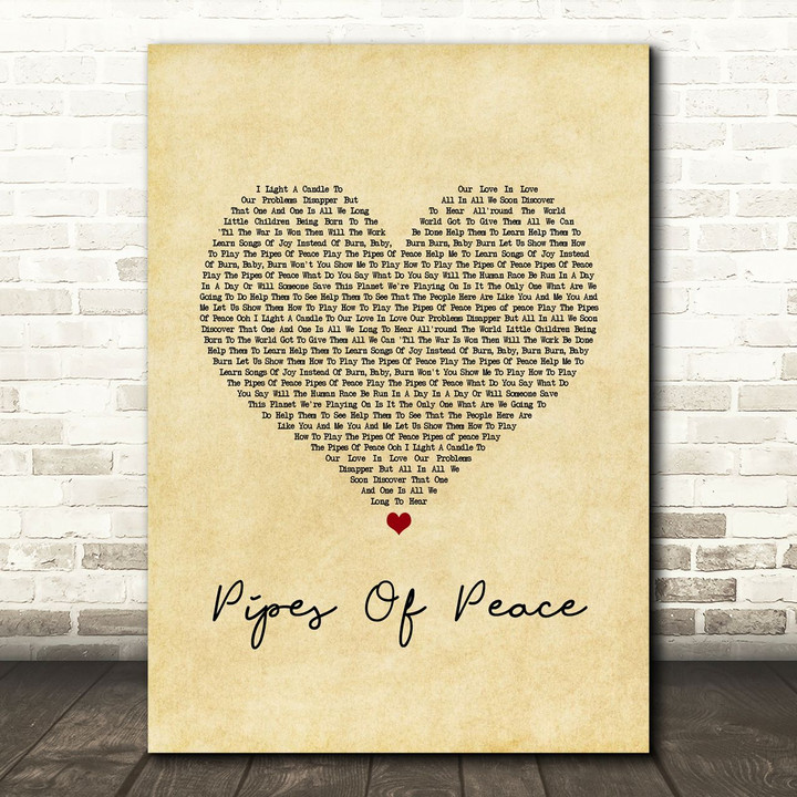 Paul McCartney Pipes Of Peace Vintage Heart Song Lyric Art Print