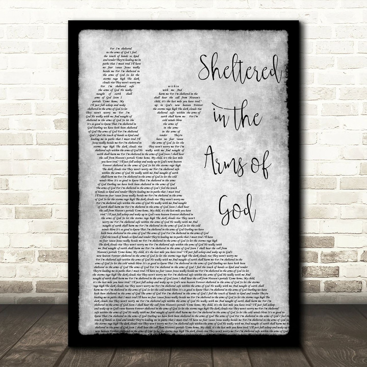 Dottie Rambo Sheltered in the Arms of God Grey Man Lady Dancing Song Lyric Art Print