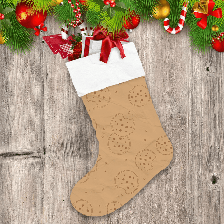 Vintage Hand Drawn Cracked Cookies Pattern Christmas Stocking
