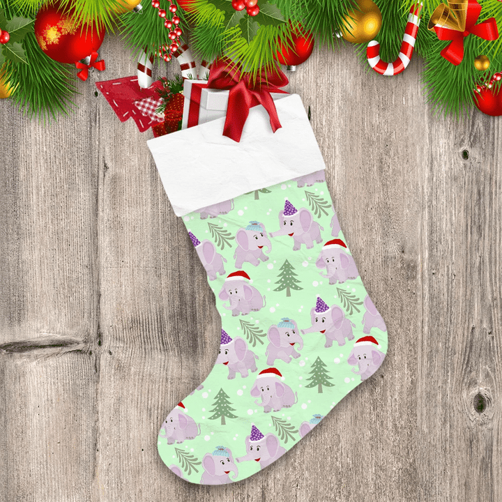 Cute Christmas Elephant Playing In Forest Christmas Stocking Christmas Gift
