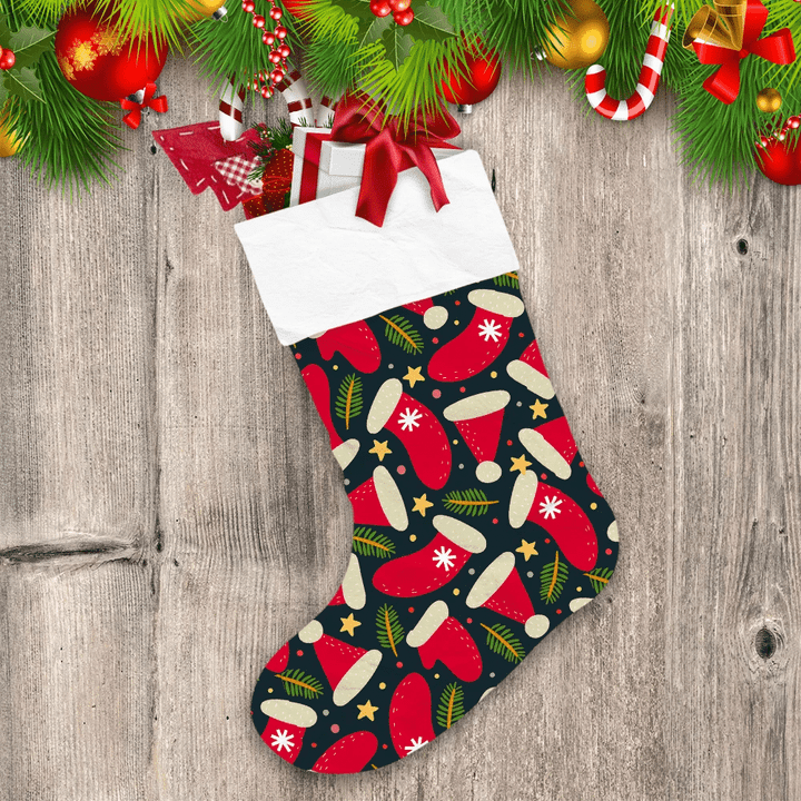 Christmas Socks Santa Claus Hats And Fir Branches Christmas Stocking