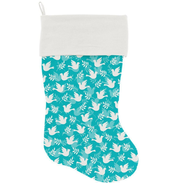 Turquoise And White Christmas Stocking Christmas Gift Hope And Peace