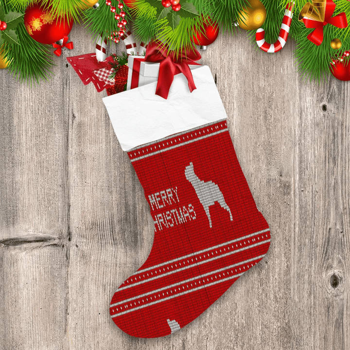 Red Style Christmas Knitted With French Bulldogs Christmas Stocking