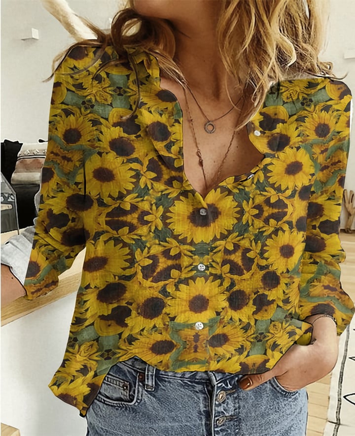 Resger Sunflower Linen Shirts VH-DTD12