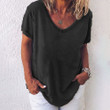 Solid Color V-neck Short-sleeved Plus Size Women's T-shirt 🔥HOT DEAL - 50% OFF🔥