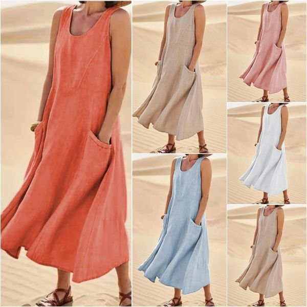 🎁 Women's Sleeveless Cotton Dress