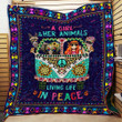 A Girl And Her Animals Living Life In Peace Quilt Blanket Great Customized Blanket Gifts For Birthday Christmas Thanksgiving
