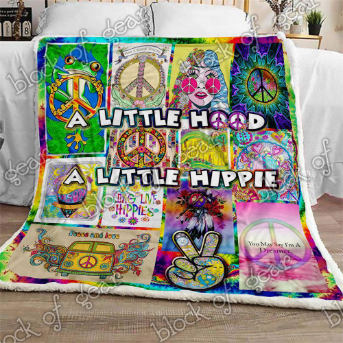 A Little Hood A Little Hippie Loving Live Hippes Fleece Blanket Great Customized Gifts For Birthday Christmas Thanksgiving Perfect Gifts For Hippie Lover