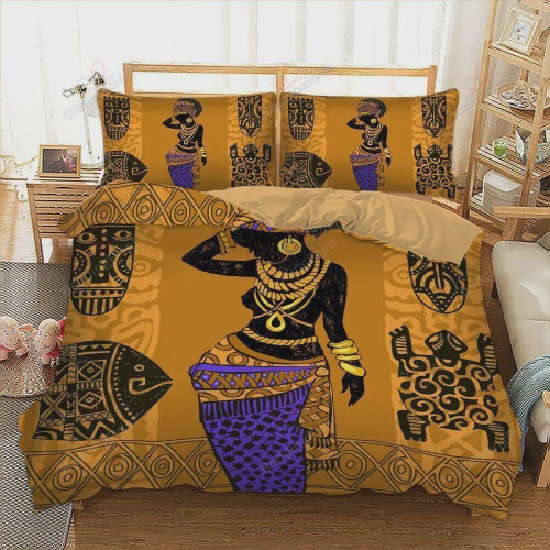 Black Women And  Fish Cotton Bed Sheets Spread Comforter Duvet Cover Bedding Sets