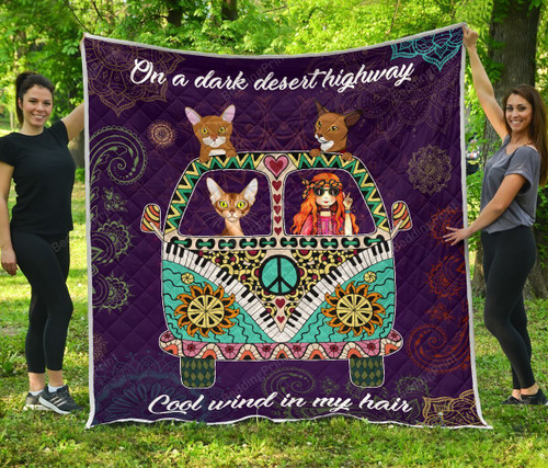 Abyssinian Hippie Van And Hippie Girl Quilt Blanket Great Customized Blanket Gifts For Birthday Christmas Thanksgiving Anniversary