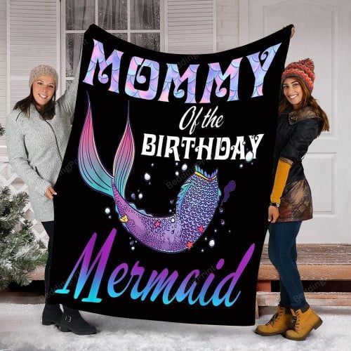 Mommy Of The Birthday Mermaid Sherpa Fleece Blanket