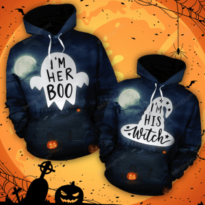Halloween His Witch Her Boo 3D All Over Print Hoodie, Zip-up Hoodie