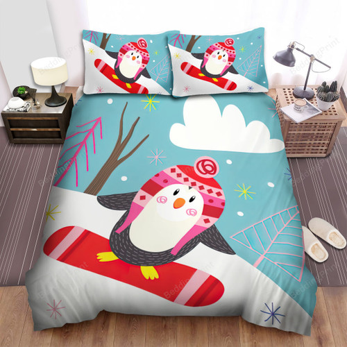 The Wildlife - The Cozy Penguin Sliding Bed Sheets Spread Duvet Cover Bedding Sets