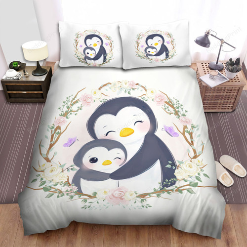 The Wildlife - The Penguin Mom Hugging Her Kid Bed Sheets Spread Duvet Cover Bedding Sets