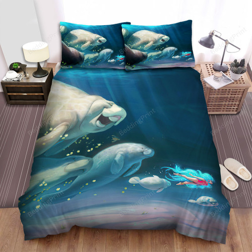 The Wild Animal - The Manatee Laughing Art Bed Sheets Spread Duvet Cover Bedding Sets