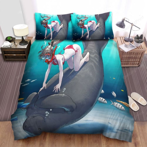 The Wild Animal - Snorkeling With The Manatee Bed Sheets Spread Duvet Cover Bedding Sets
