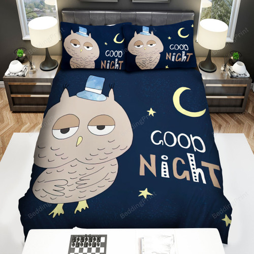 The Wildlife - The Fatty Owl Says Good Night Bed Sheets Spread Duvet Cover Bedding Sets