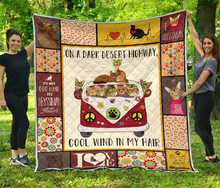 Abyssinian Cats And Hippie Van Quilt Blanket Great Customized Blanket Gifts For Birthday Christmas Thanksgiving Anniversary