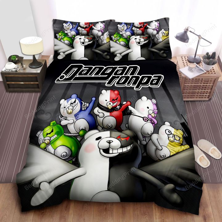 Danganronpa Monokuma And Cubs Artwork Bed Sheets Spread Comforter Duvet Cover Bedding Sets