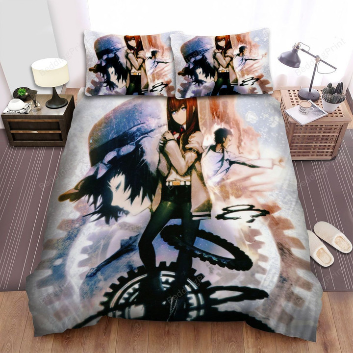 Steins;Gate Kurisu With Rintaroi And Mayuri Bed Sheets Spread Comforter Duvet Cover Bedding Sets