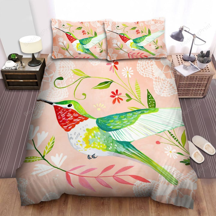 The Wild Animal - The Hummingbird Hand Drawn Style Bed Sheets Spread Duvet Cover Bedding Sets