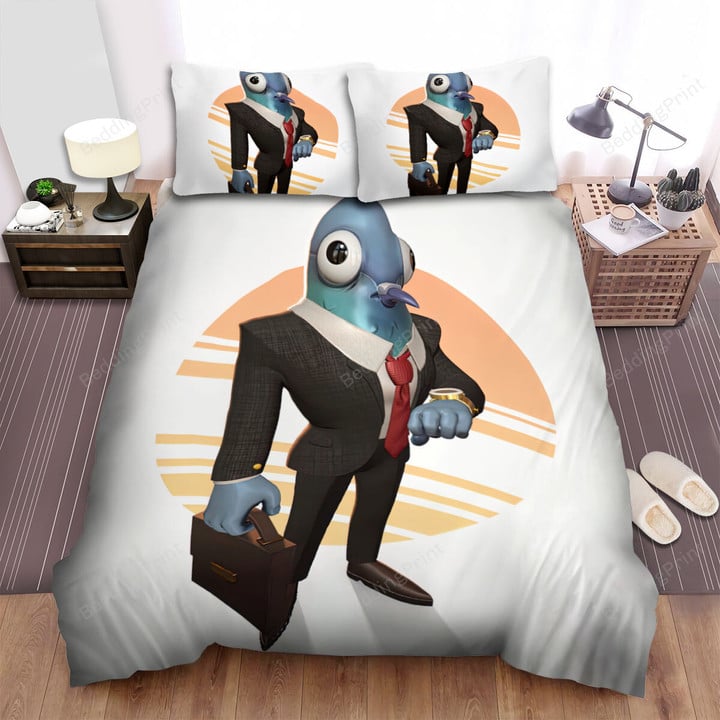 The Pigeon Watching His Watch Bed Sheets Spread Duvet Cover Bedding Sets