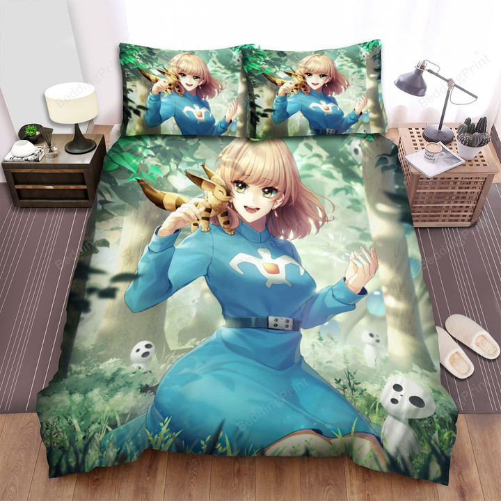 Nausicaä Of The Valley Of The Wind (1984) Girl With Cat Movie Poster Bed Sheets Spread Comforter Duvet Cover Bedding Sets