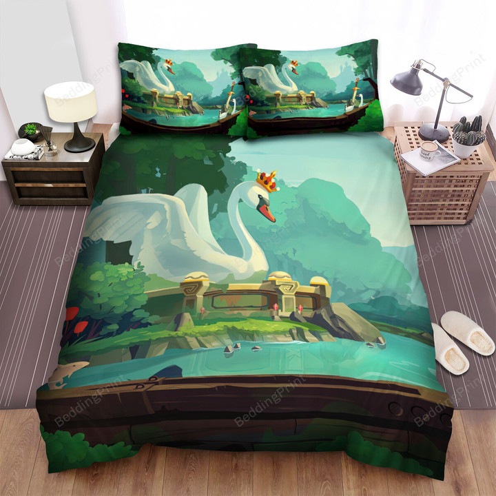 The Swan King In His Territory Bed Sheets Spread Duvet Cover Bedding Sets