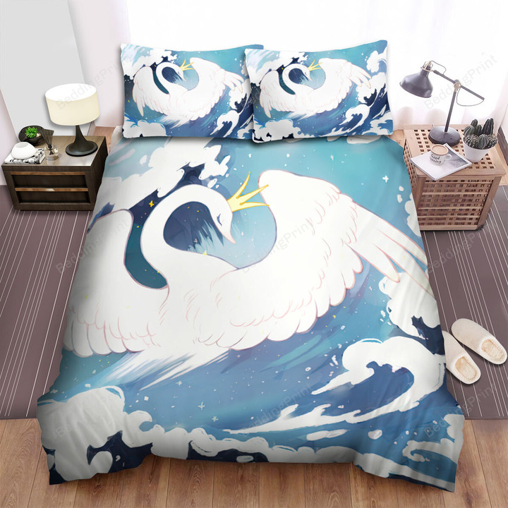 The Swan King On The Wave Bed Sheets Spread Duvet Cover Bedding Sets