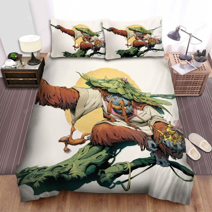 The Wild Animal - The Orangutan Smoking On A Tree Bed Sheets Spread Duvet Cover Bedding Sets