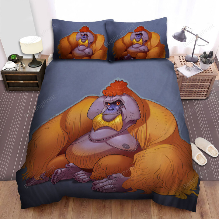 The Wild Animal - The Orangutan Smiling Artwork Bed Sheets Spread Duvet Cover Bedding Sets