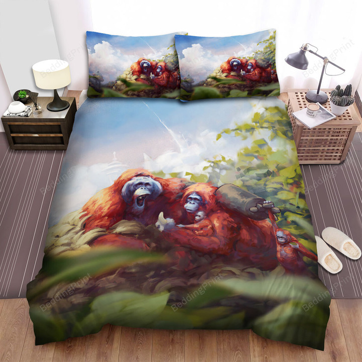The Wild Animal - The Orangutan And His Fellow Bed Sheets Spread Duvet Cover Bedding Sets