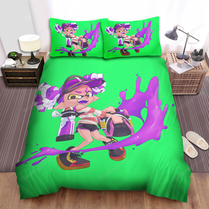 Splatoon - The Purple Team Girl Art Bed Sheets Spread Duvet Cover Bedding Sets