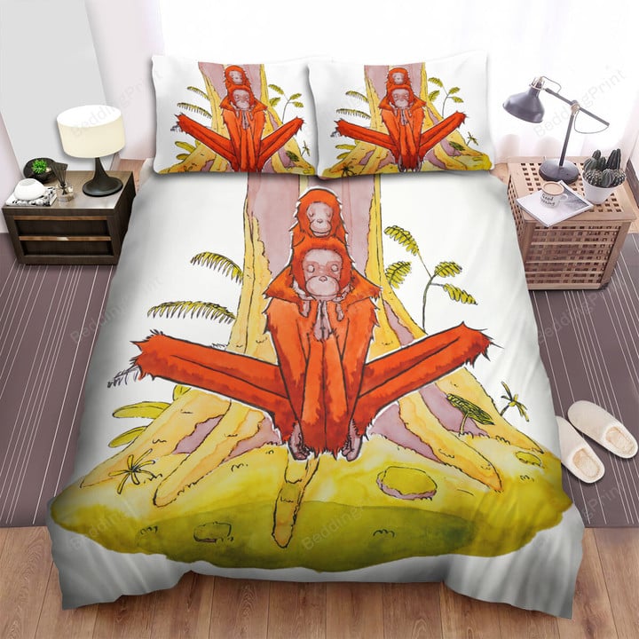 The Wild Animal - The Orangutan Meditating Bed Sheets Spread Duvet Cover Bedding Sets