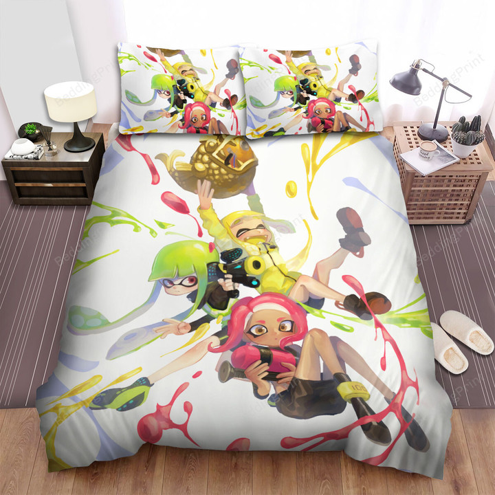 Splatoon - Lifting A Fish Bed Sheets Spread Duvet Cover Bedding Sets