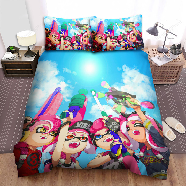 Splatoon - Yelling Before The Battle Bed Sheets Spread Duvet Cover Bedding Sets